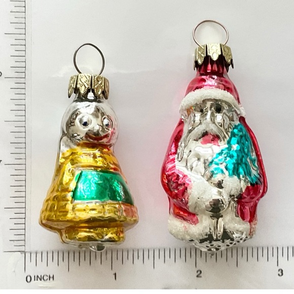 6 Vintage Glass Christmas Ornaments - Frog, Santa, Duck, Bear, Angel, Girl - Picture 8 of 11